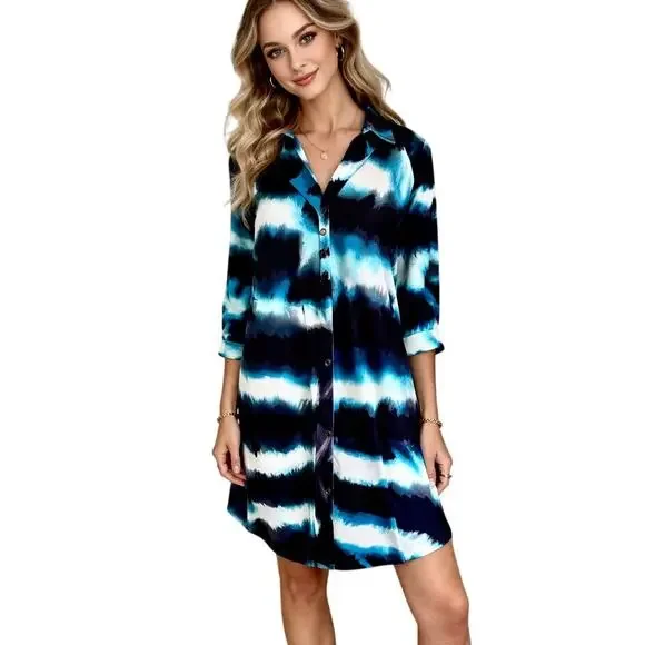 Diane von Furstenberg 100% Silk Jersey Tie Dye Snap Dress Boho Hippie Festival - Picture 1 of 9